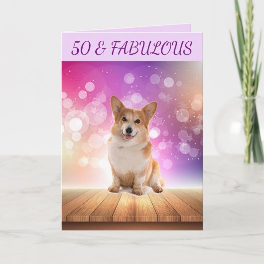 Carte 50 & FABULOUS Cute Corgi Anniversaire (Devant)