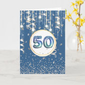 Carte 50 lumières à cordes bleu parties scintillant homm (Fleur jaune)