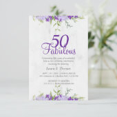 Carte 50 & merveilleux Aquarelle florale teintes violett (Debout devant)