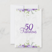 Carte 50 & merveilleux Aquarelle florale teintes violett (Dos)