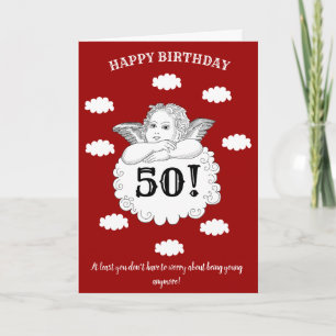 Carte 50 Pas Jeune Rouge Cheeky Cherub drôle 50e anniver