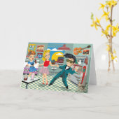 Carte 50cravate rock & roll wenskaart met dansende mense (Fleur jaune)
