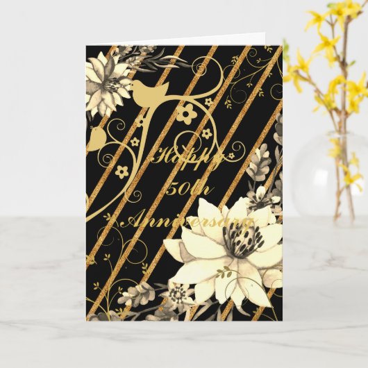 Carte 50e anniversaire (Fleur jaune)