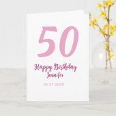 Carte 50e anniversaire ajouter nom date année rose rouge (Fleur jaune)