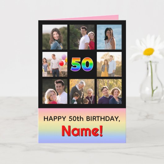 Carte 50e anniversaire : Arc-en-ciel amusant #, photos p (Petite plante)