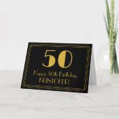 Carte 50e anniversaire : Art Déco Inspiré Look "50" + No (Devant)