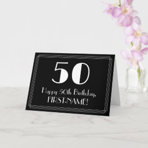 Carte 50e anniversaire ~ Art Déco Inspiré Look "50", Nom