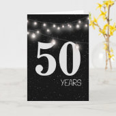 Carte 50e anniversaire avec lumières et étoiles (Fleur jaune)