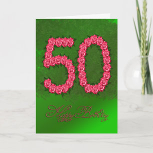 Carte 50e anniversaire avec rose et feuille