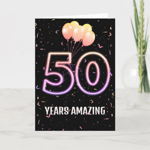 Carte 50e anniversaire Ballons et Confetti