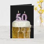Carte 50e anniversaire Bière (Fleur jaune)