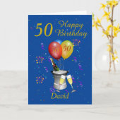 Carte 50e anniversaire Celebration Blue (Fleur jaune)