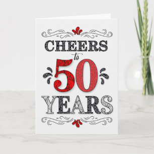 Carte 50e anniversaire Cheers en Motif noir blanc rouge