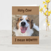 Carte "50e ANNIVERSAIRE" CHIEN DIT WOW! ! ! ! ! (Fleur jaune)