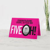 Carte 50e anniversaire CINQ OH! photo rose rétro (Devant)