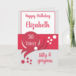 Carte 50e anniversaire cinquante magnifique gris et roug