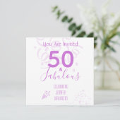 Carte 50e anniversaire CustomName Hot Pink Party Invitat (Debout devant)