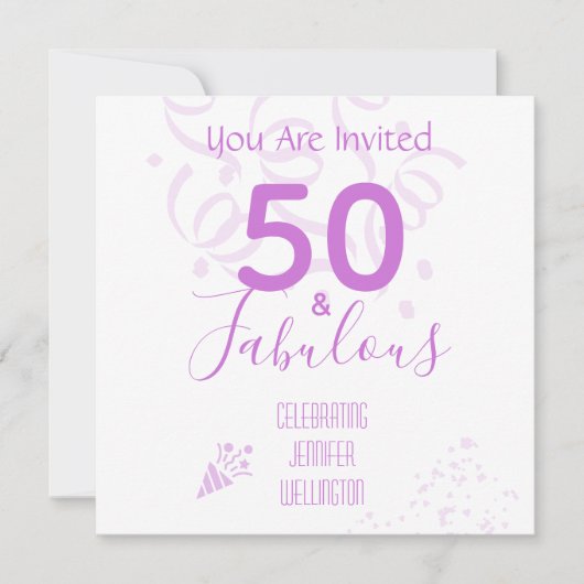 Carte 50e anniversaire CustomName Hot Pink Party Invitat (Devant)
