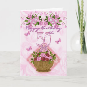 Carte 50e anniversaire dame spéciale, Roses et fleurs -