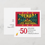 Carte 50e anniversaire de l'indépendance du GRENADIAN 20 (Devant / Derrière)
