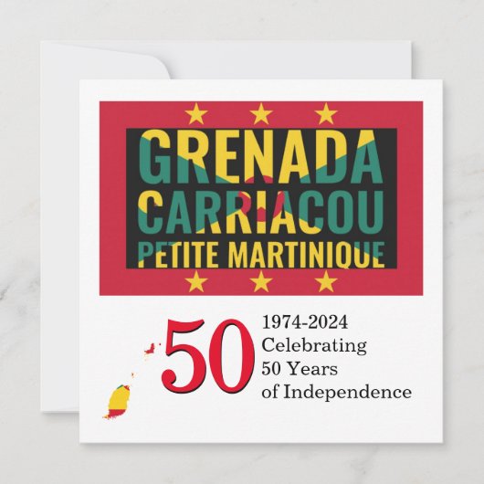 Carte 50e anniversaire de l'indépendance du GRENADIAN 20 (Devant)