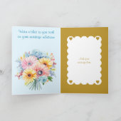 Carte 50e anniversaire de l'or fleurs bleues (Intérieur)