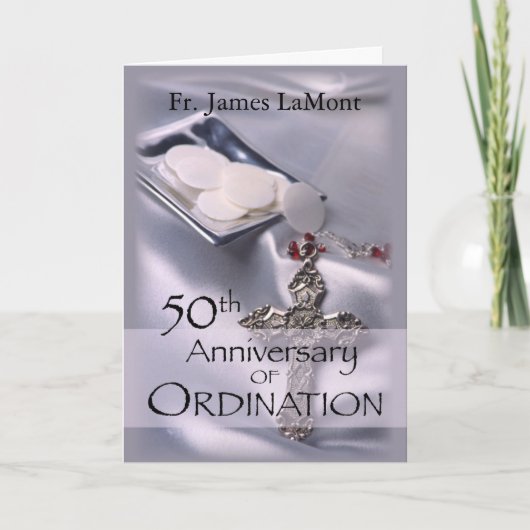 Carte 50e Anniversaire de l'Ordination Nom Personnalisé  (Devant)