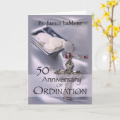Carte 50e Anniversaire de l'Ordination Nom Personnalisé  (Fleur jaune)