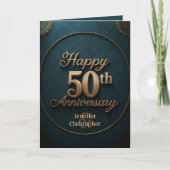 Carte 50e anniversaire de Mariage de luxe Deep Blue et G (Devant)