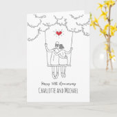 Carte 50e anniversaire de Mariage d'or Couture du coeur  (Fleur jaune)