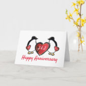 Carte 50e anniversaire de mariage d'or pingouin (Fleur jaune)