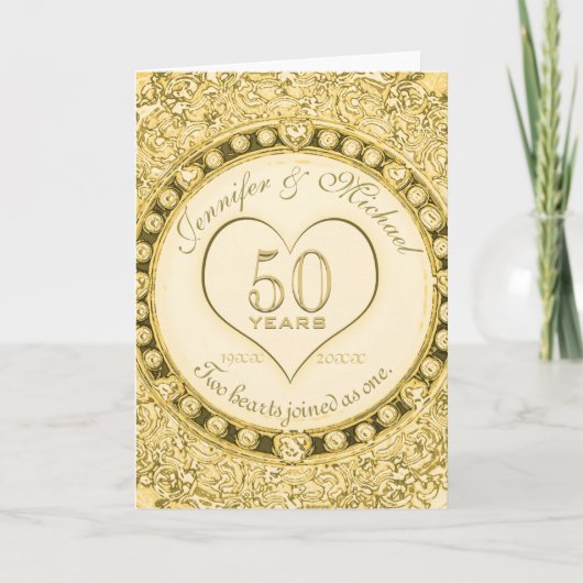 Carte 50e anniversaire de mariage en or (Devant)