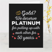Carte 50e Anniversaire de Mariage I - Couple Drôle en Or (Fleur jaune)