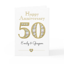 50e anniversaire de mariage Noms personnalisés Or