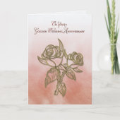 Carte 50e anniversaire de mariage religieux doré, Roses (Devant)