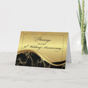 Carte 50e Anniversaire de Mariage Religieux Noir et Or