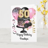 Carte 50e anniversaire de rose et d'or noir (Fleur jaune)