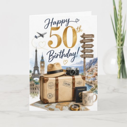Carte 50e anniversaire de voyage (Devant)