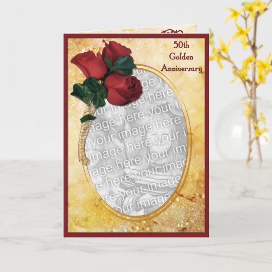 Carte 50e anniversaire d'or (Fleur jaune)