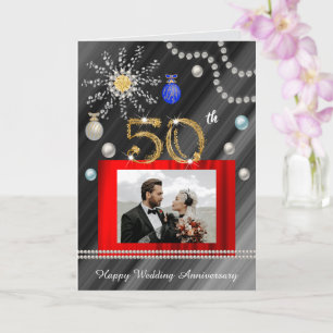 Carte 50e anniversaire d'or à Noël 2 photos