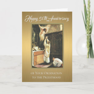 Carte 50e anniversaire d'ordination d'un prêtre à l'aute