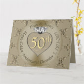 Carte 50e anniversaire du Mariage Diamond Heart Butterfl (Fleur jaune)