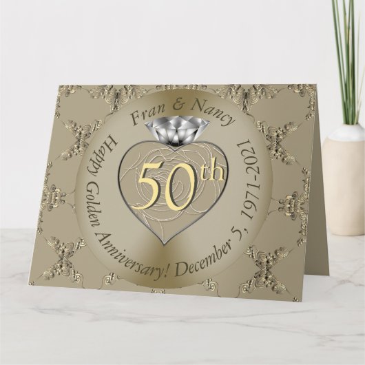 Carte 50e anniversaire du Mariage Diamond Heart Butterfl (Devant)