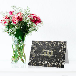 Carte 50e anniversaire du Mariage Gold et Black Happy