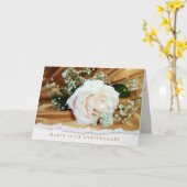 Carte 50e anniversaire du mariage rose blanche sur or (Fleur jaune)