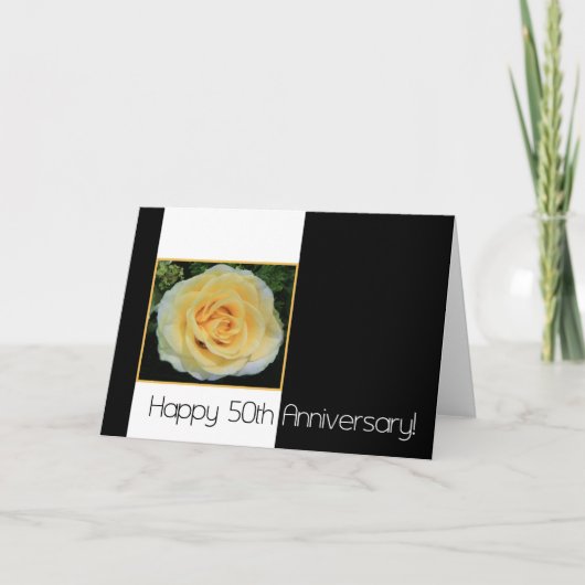 Carte 50e anniversaire du Mariage - Rose jaune (Devant)