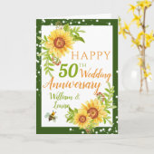 Carte 50e anniversaire du Mariage Tournesol floral (Fleur jaune)
