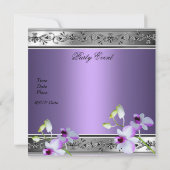 Carte 50e anniversaire élégant gris argenté floral lilas (Dos)