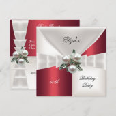 Carte 50e anniversaire élégant rouge blanc à carreaux Je (Devant / Derrière)