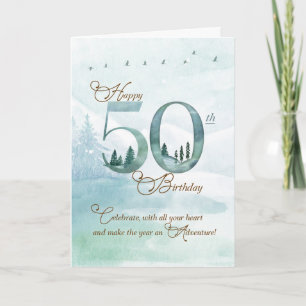 Carte 50e anniversaire Evergreen Pins et Cerf Natu